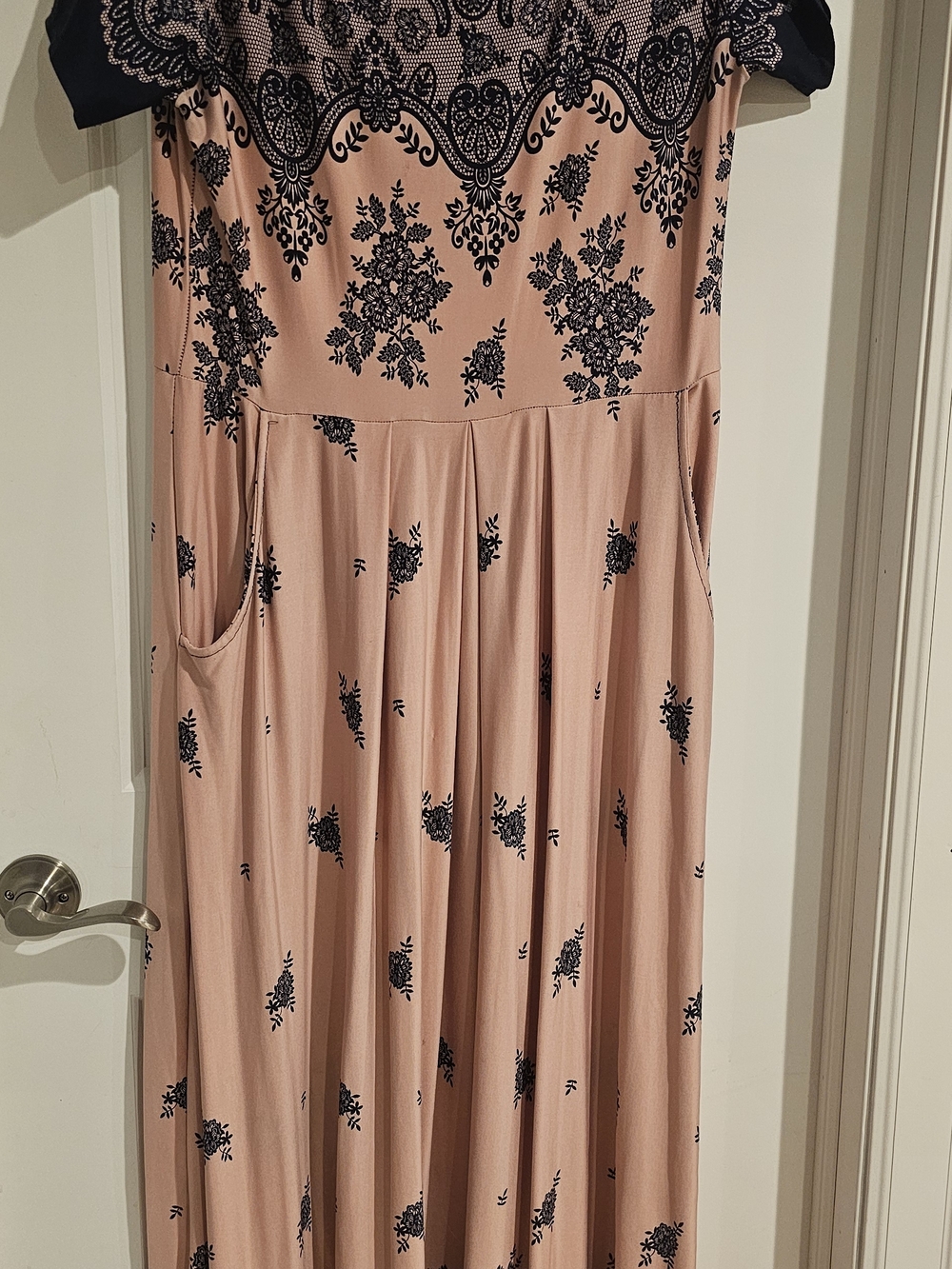 Class Club Blush Pink Maxi Dress with Black Floral Print